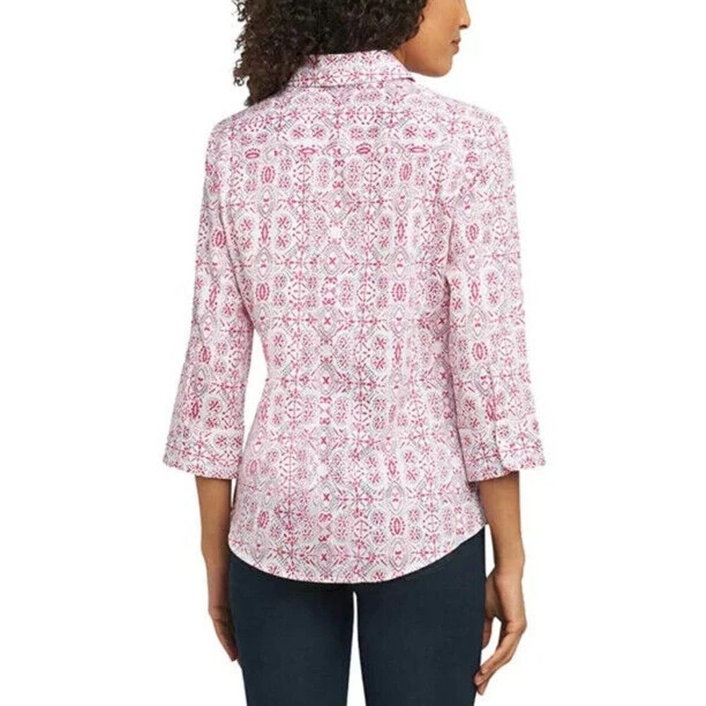 NWT Foxcroft NYC Pinpoint Non Iron Stretch Poplin Shirt Hibiscus Floral XXL - Picture 8 of 8